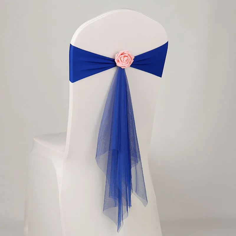 

30*Chair Sashes Bow Cover Chair Sashes Mercerized Leather+Mesh For Weddings Events Party Banquet Decoration