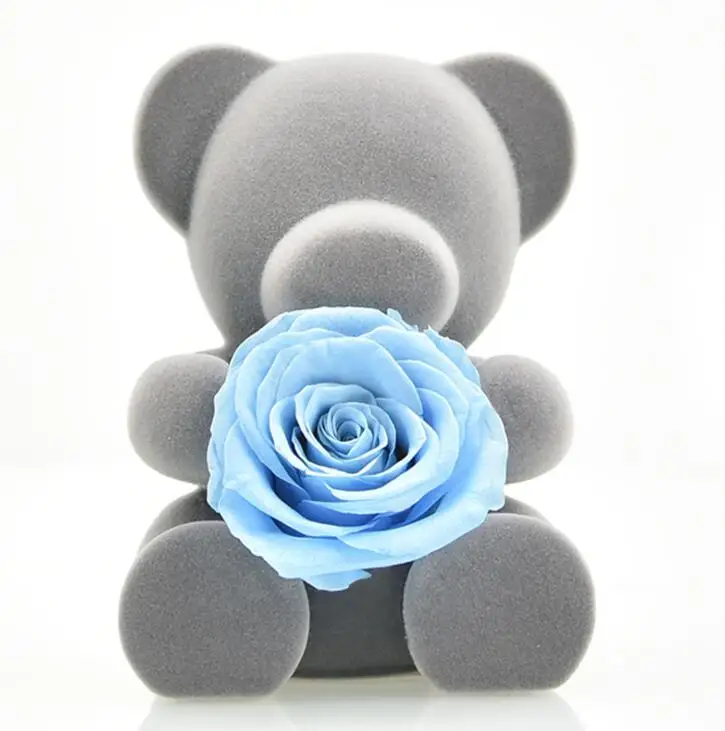 15cm Bear Blue Искусственные цветы Роза медведь многоцветный пластик пена роза цветок плюшевый медведь День Святого Валентина подарок День Рождения Вечеринка весеннее украшение - Цвет: 15cm Bear Blue