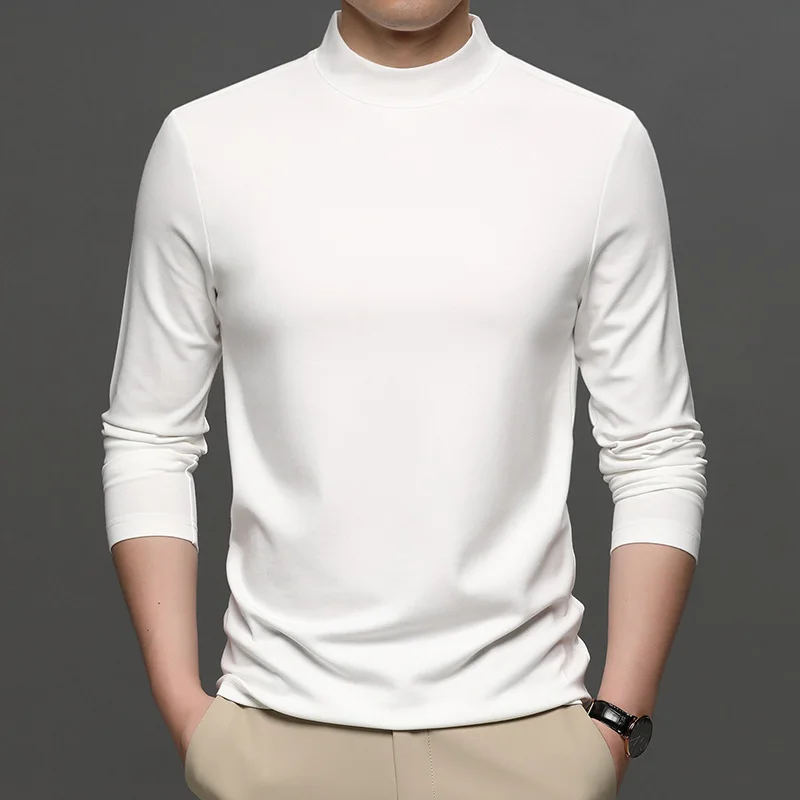 Silk Blend Turtleneck T Shirt Men 