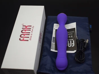 FAAK silicone wand vibrator powerful usb recharge double head vibrating anal plug clit masturbate prostate massage anal dildo 4