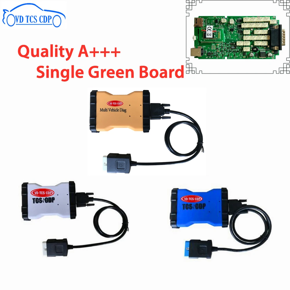 

DHL 10pcs/Lot Single Green PCB VD TCS C-D-P MVD Bluetooth 2015R3/2016R0 keygen OBDII OBD2 scanner cars/trucks diagnostic tools