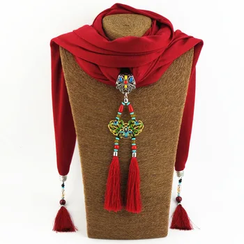 

Nation Style Scarf Painting Oil Alloy Tassels Pendant Scarf Women's Foreign Trade Trend Ornament Female Accessories High Quality
