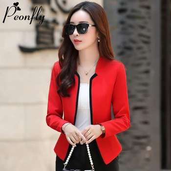 

PEONFLY Fashion Women Solid Color Blazer Women New 2020 Spring Office Ladies Jackets Casual Single Button Slim Blazers