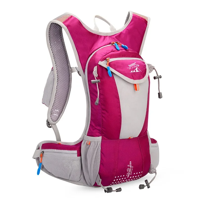 Waterproof Bicycle Bag Backpack Marathon Running Cycling Climbing Hydration Backpack Breathable 15L Ultralight Bike Water Bag - Цвет: Pink