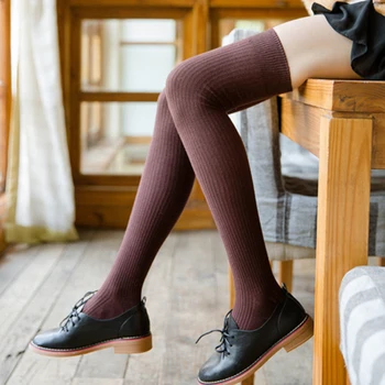 

Women Socks Warm Thigh High Over the Knee Socks Long Cotton Sexy Calcetines largos para mujer 2019 Solid medias de mujer