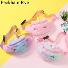 Плюшевая поясная сумка с единорогом для детей, Женская поясная сумка с мультипликационным принтом, поясная сумка, поясная сумка для женщин, поясная сумка