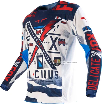 

Delicate Fox MX ATV MTB 180 Vicious Jersey Motorbike Scooter Riding Motocross Motor Mountain Bicycle Racing White Long Sleeve