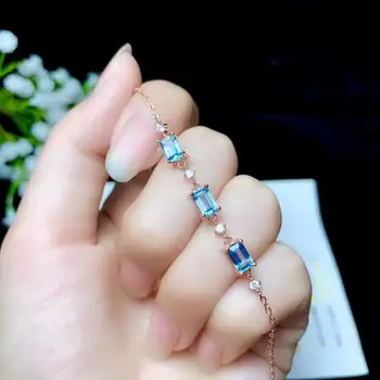 

shilovem 925 sterling silver topaz link bracelet fine jewelry classic women gift NEW anniversary 4*6mm bl0406201agb