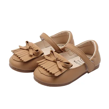 

Kids Flats Toddlers Girls Shoes Girl Princess Sweet Cute Leather Shoes Tassels With Bow-knot Fringes Soft Anti-slip #21-30