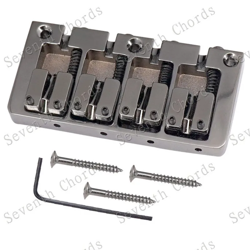 EIN Set Von 4 Saiten Bass Gitarre Brücke Gitarre Teile Schwarz Silber Farbe Musical Instrument Zubehör – Detail 10