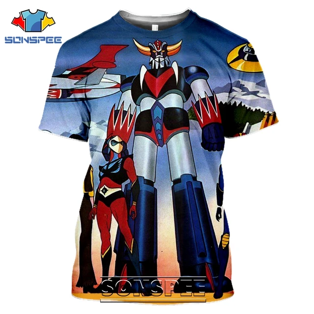 SONSPEE 3D Print Men Women Goldorak T-shirts Casual Streetwear Harajuku Hip Hop Short Sleeve Vintage Anime Tees Tops Shirt Style 06