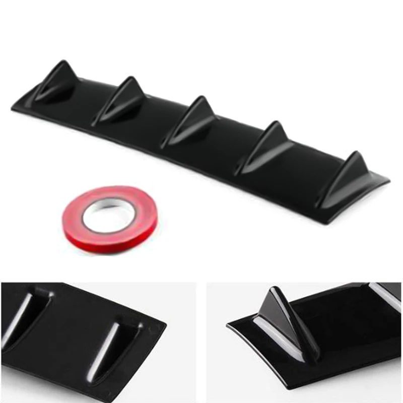 

ABS Plastic Universal Black Rear Bumper Lip Chassis Spoiler 3/5 Fin Shark Fin Style