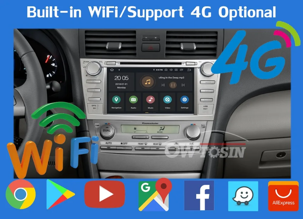 Sale 8" PX6 4GB RAM+64GB ROM Android 9.0 Car Multimedia DVD Radio GPS Player For Toyota Camry 2007 2008 2009 2010 2011 DSP CarPlay 18