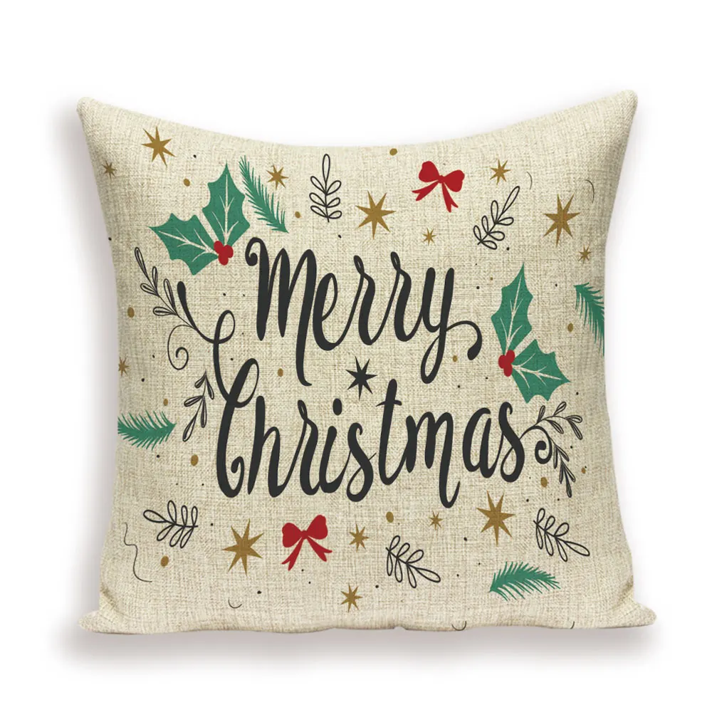 Merry Christmas Cushion Cover Christmas Tree Pillow Case Deer Linen Home Decoration Bed Pillow cases Pillows Cushions Cojin - Color: L1690-10