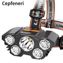 

Led Five-Head Headlamp Strong Light Super Bright Rechargeable rechargeable lantern Lamp Super Bright Head-Mounted Miners Lamp