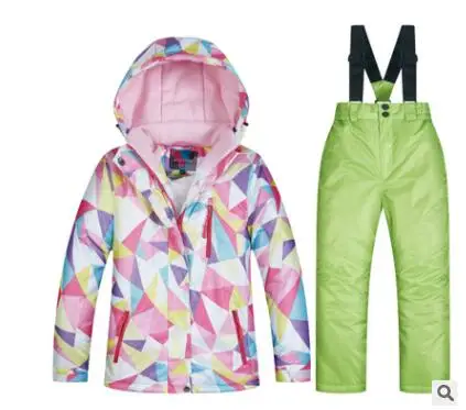 Очень теплый детский лыжный костюм; брендовая Водонепроницаемая теплая зимняя куртка для мальчиков и девочек; брюки; зимняя одежда для катания на лыжах и сноуборде; детская одежда - Цвет: Color 1