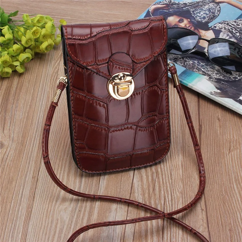 Purse Handbag Clutches Shoulder-Bag Mini Bags Mobile-Phone Crocodile Leather Silver Small