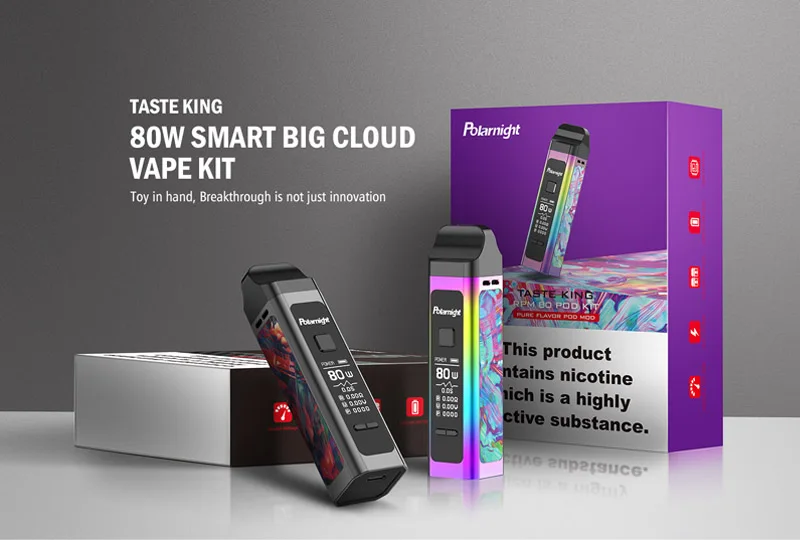 Новое поступление Polarnight TASTE KING RPM 80 Вт Pod Kit 1500 мАч встроенный аккумулятор с 4,0 мл и 3,5 мл pod емкость Vape Kit VS Vinci mod