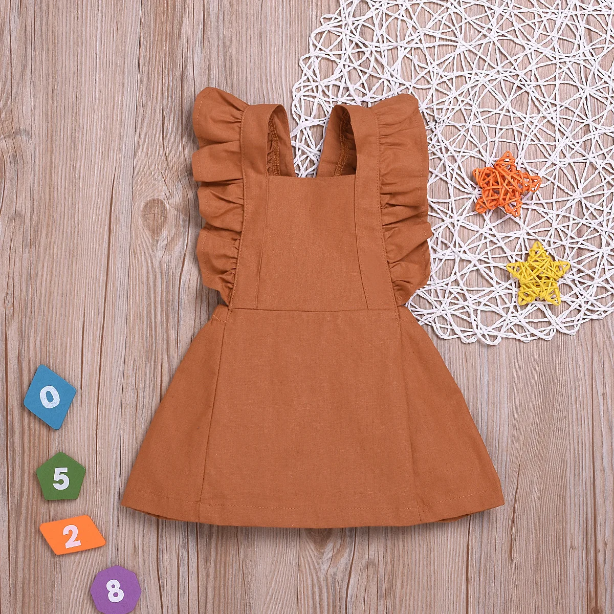 JOYINPARTY Summer Casual Cute Infant Kids Baby Girl Summer Solid Color Ruffle Princess Party Dress Clothes