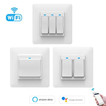 

1/2/3 Gang WiFi Smart Light Switch APP Remote Control Works with Alexa Google Home for Voice Control EU Switch Switch Accessorie