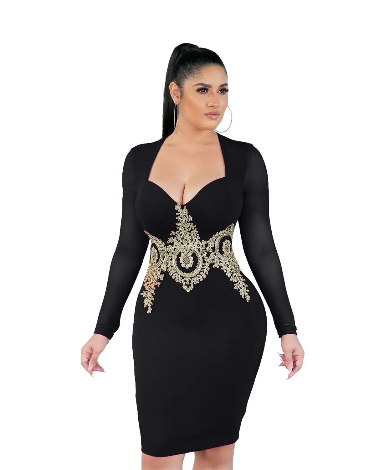 New Fashion Sexy Strapless Women Dress Bandage Bodycon Desigual Dress Long Sleeve Embroidery Party Dresses