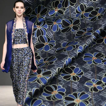 

Modern fashion digital painting stretch silk fabric for satin dress bazin riche getzner tissus au metre telas tissu tela tecidos