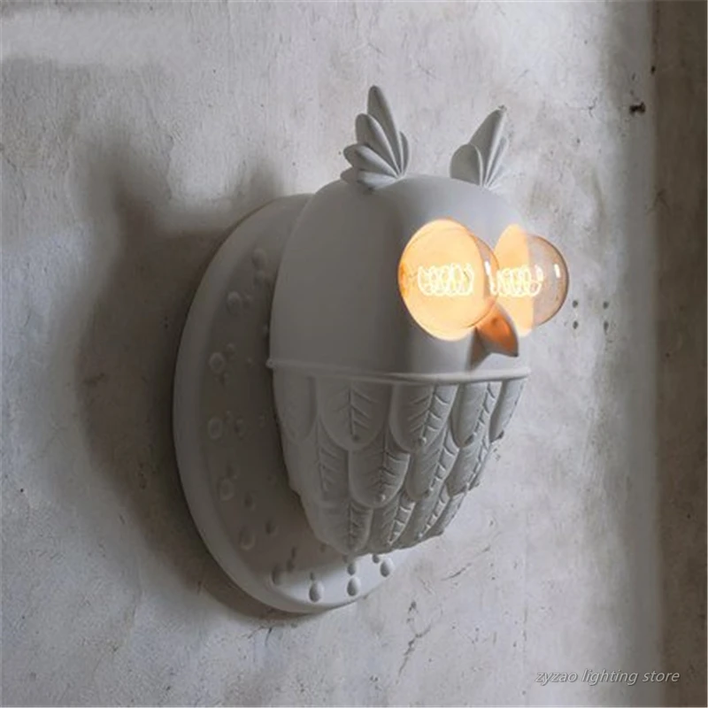 Creative Resin Owl Wall Lamps Bedroom Bedside Lamps Aisle Decorative