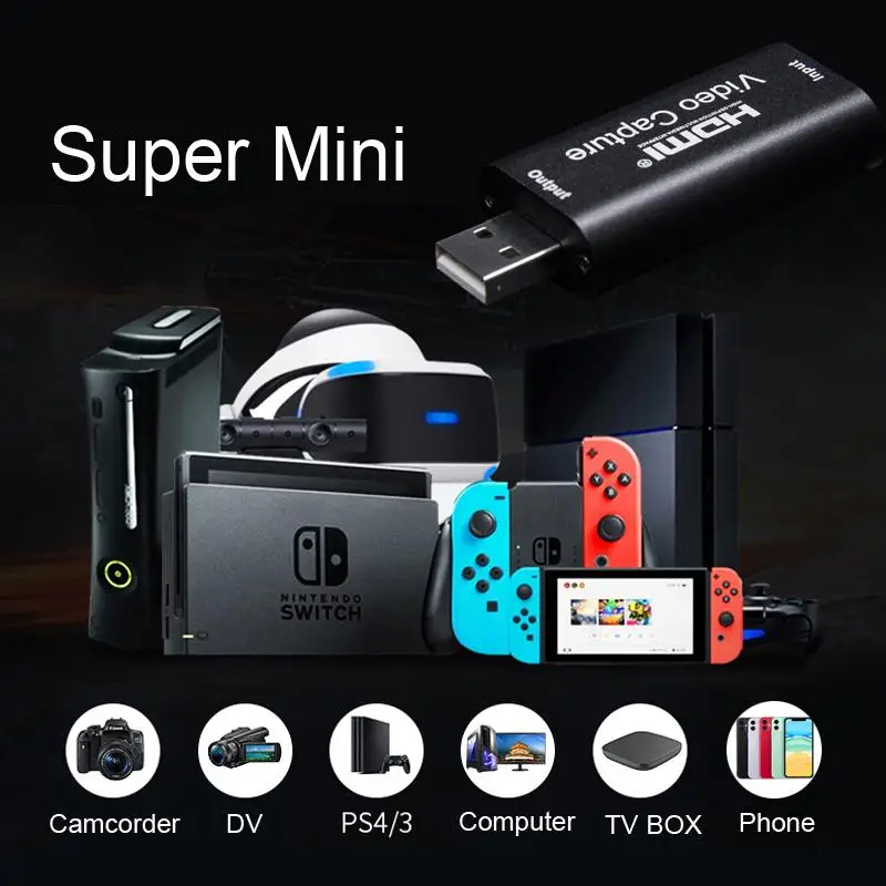 

USB 2.0 HDMI Channel Metal Video Capture Card Live Recording Box Supports OBS