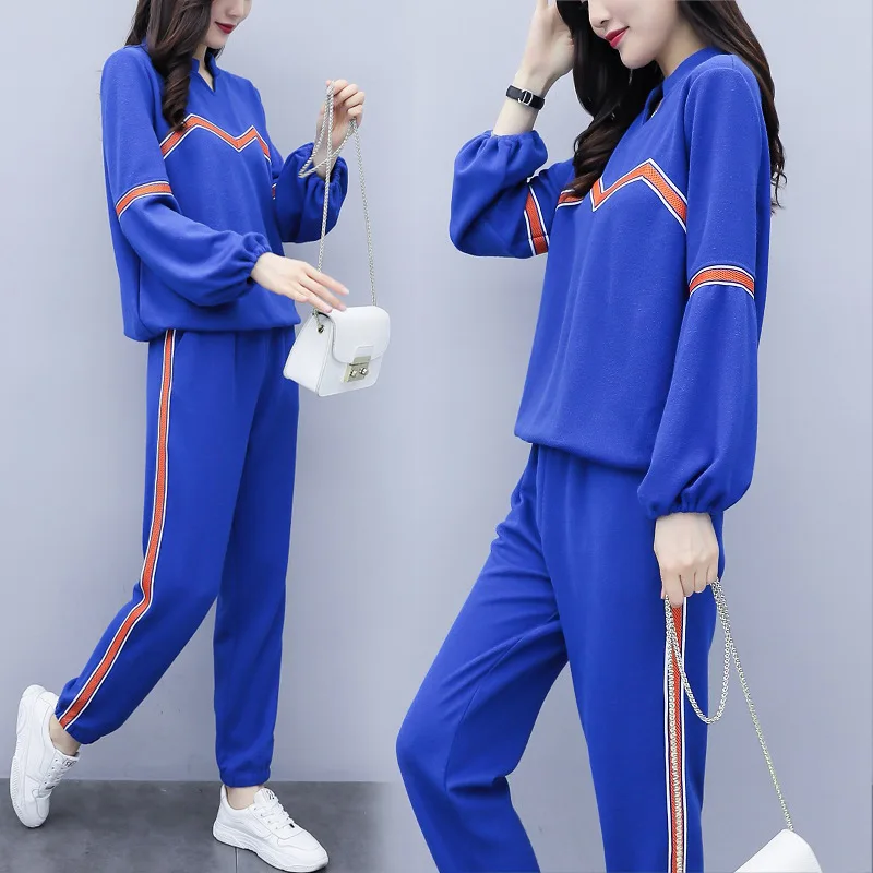 

Sports Leisure Suit Female Autumn 2019 New Style Fashion Loose-Fit Korean-style Western Style Hoodie Long Sleeve Two-Piece Set