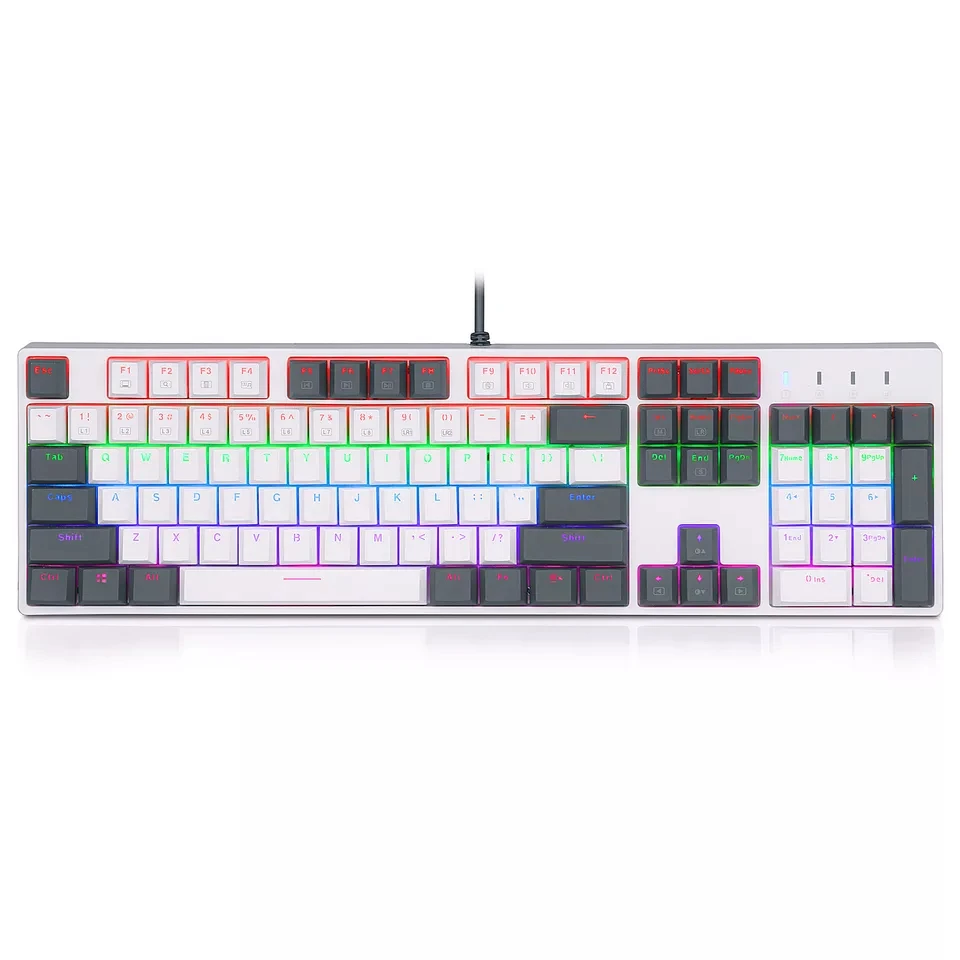 

104 Keys Mechanical Gaming Ergonomic Keyboard With Colorful Backlit For Gamer Hot Swappable Blue Switch For PC/Laptop
