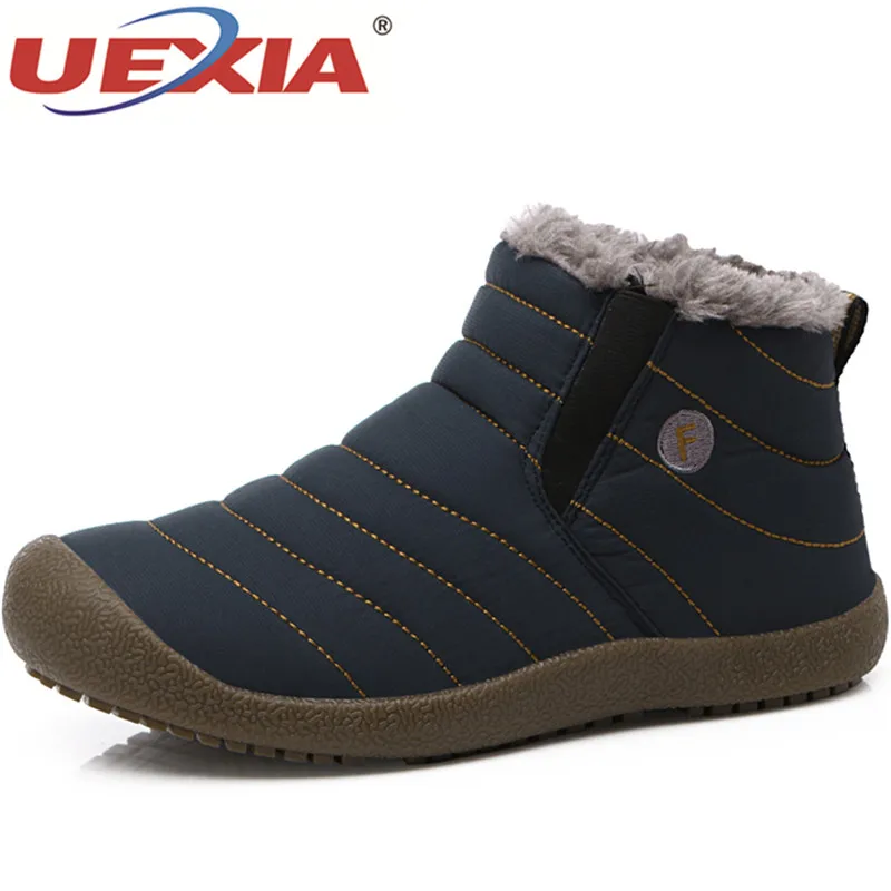

UEXIA Brand Fashion Men Ankle Snow Boots Couple Warm Plush Fur Winter Unisex Casual Shoes Quality Non-slip Men Comfortable Boots