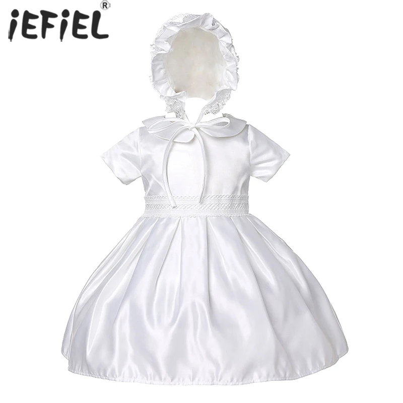 

Baby Girls Christening Dress Infant Girl Wedding First 1st Birthday Ball Gown Hat Bridesmaid Party Dresses White Baptism Clothes