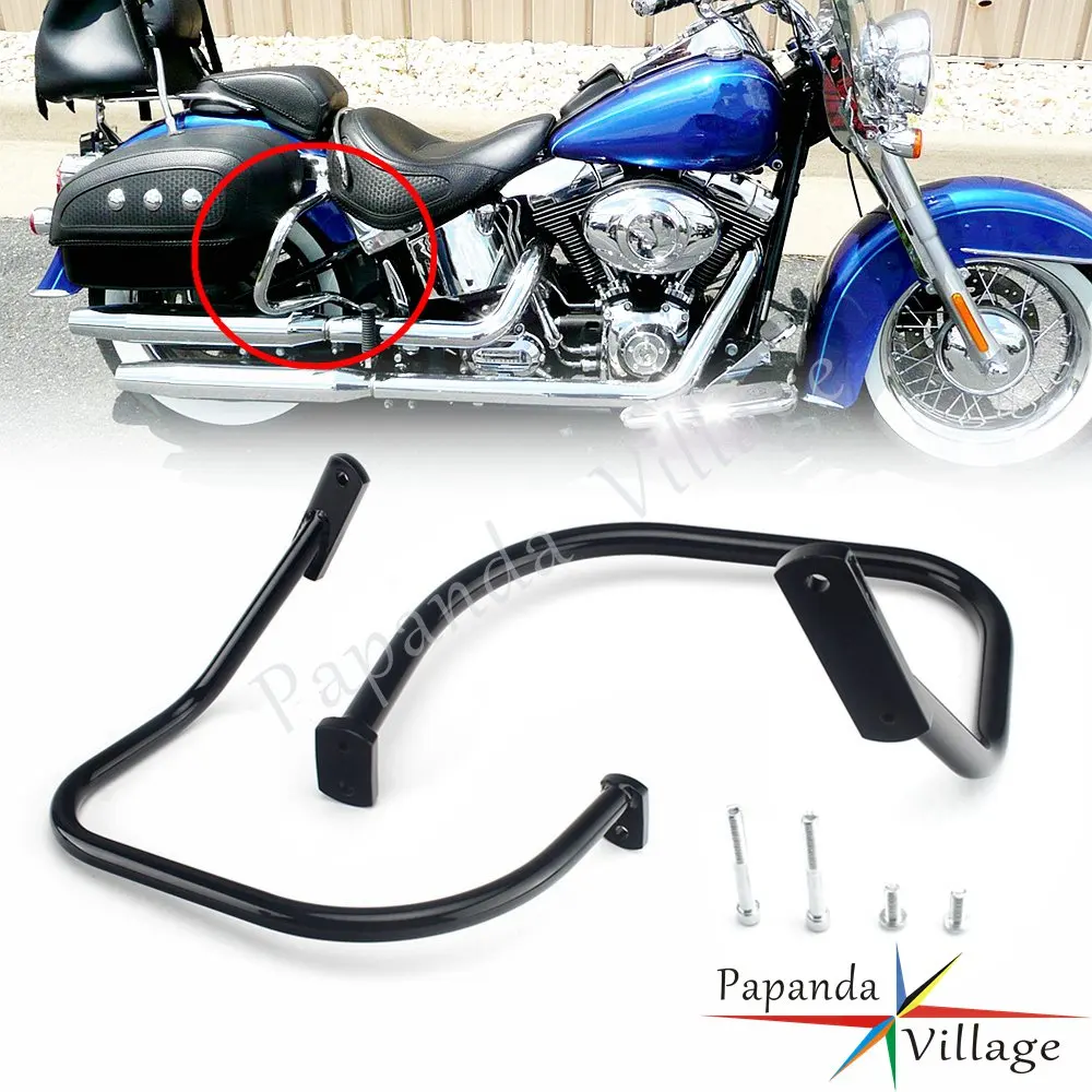 

Motorcycle 7/8" 22mm Black Steel Rear Saddlebag Bracket Guard Rail Crash Bar For Harley FLSTN Softail Deluxe 2005-2015 2016 2017