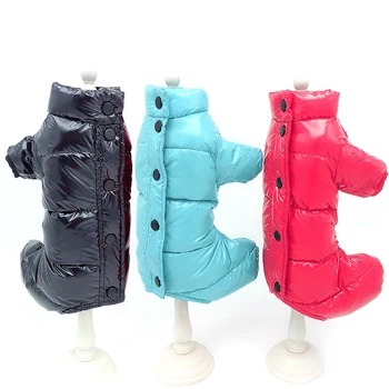 

New Style Pet Waterproof Cloth Autumn Winter Clothes For Puppy Tedddy Chihuahua Pure Color Buckle Four-Legged Dog Costume