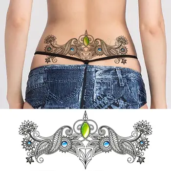 

Waterproof Temporary Tattoo Sticker Diamond Crystal flower Fake Tatoo Flash Tatto Breast Chest Back tattoos For Women Girl men