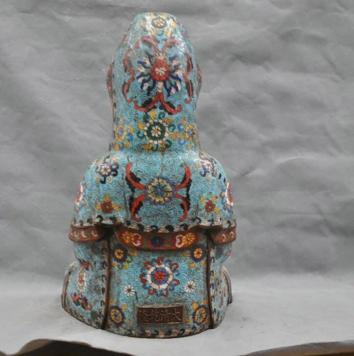 724+++ 1" фарфор бронза перегородчатый Кван-Инь Гуаньинь статуя Будды Бодхисаттва