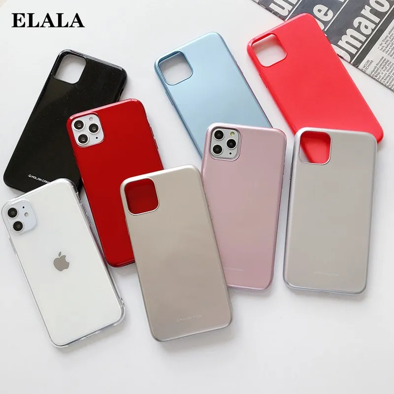 

Fashion Phone Case for iPhone 12 11 Pro Max SE 2020 XR XS 6 7 8 Plus Soft TPU Golssy Cover Glitter Solid Color Shockproof Coque