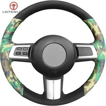 

LQTENLEO Black Suede Camouflage Artificial Leather Steering Wheel Cover For Mazda MX-5 2009-2014 RX-8 2008-2013 CX-7 2007-2009