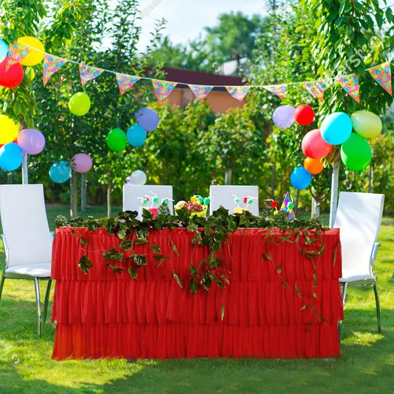 Элегантного нежного образа Юбка для стола s 3 Слои Тюлевая оборка Baby Shower День