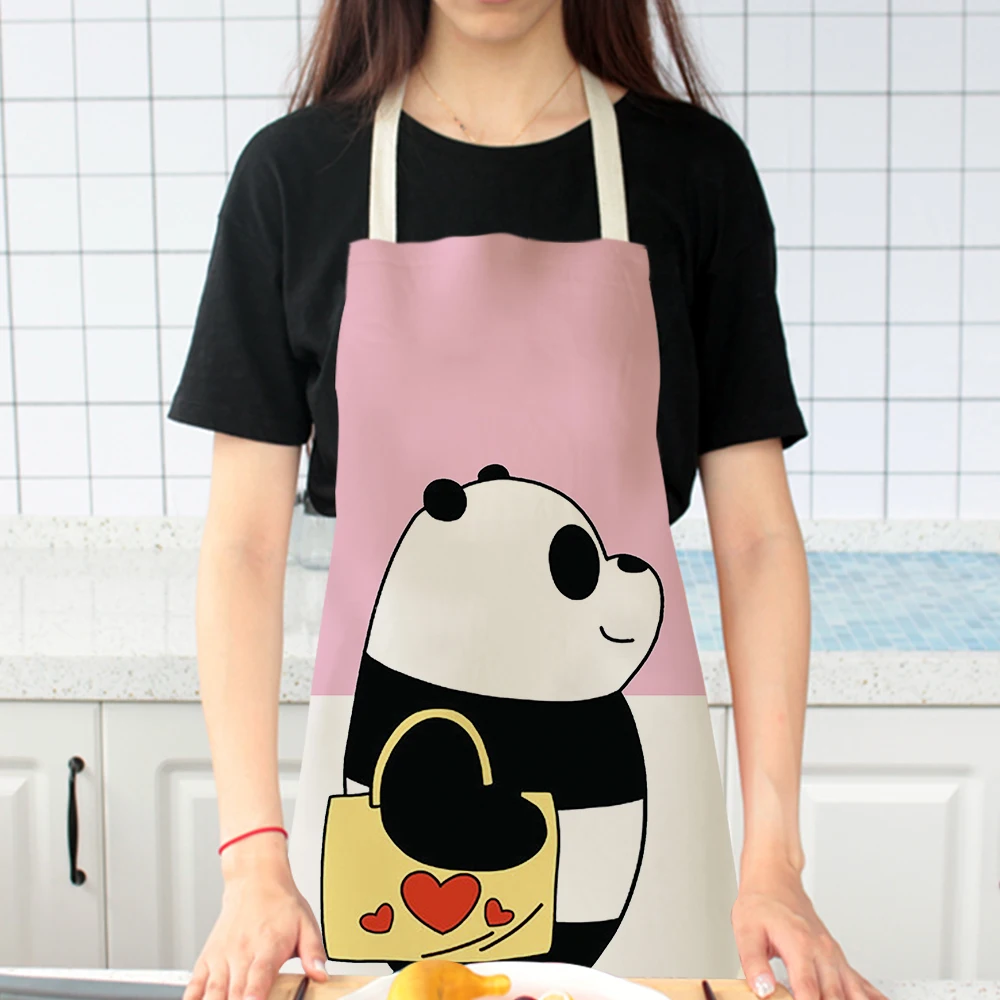 Silstar Tex Cute Panda Apron Kitchen For Kids Woman Linen Apron Solid Color Carton Waterproof Garden Beard Haircut Hot Sale
