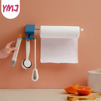 

New modern minimalist style perforated free kitchen shelf rotating hook spatula spoon kitchen utensils wall-mounted storage rack