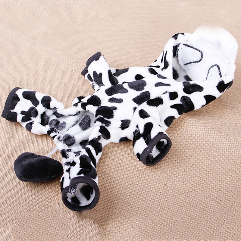 XS-XL молоко корова стиль питомца щенка зимнее теплое пальто костюм с капюшоном одежда ткань