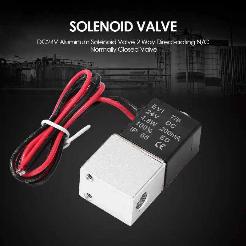 DC24V алюминиевый Соленоидный клапан 2 способа прямого действия N/C нормально закрытый клапан оборудование для обустройства дома