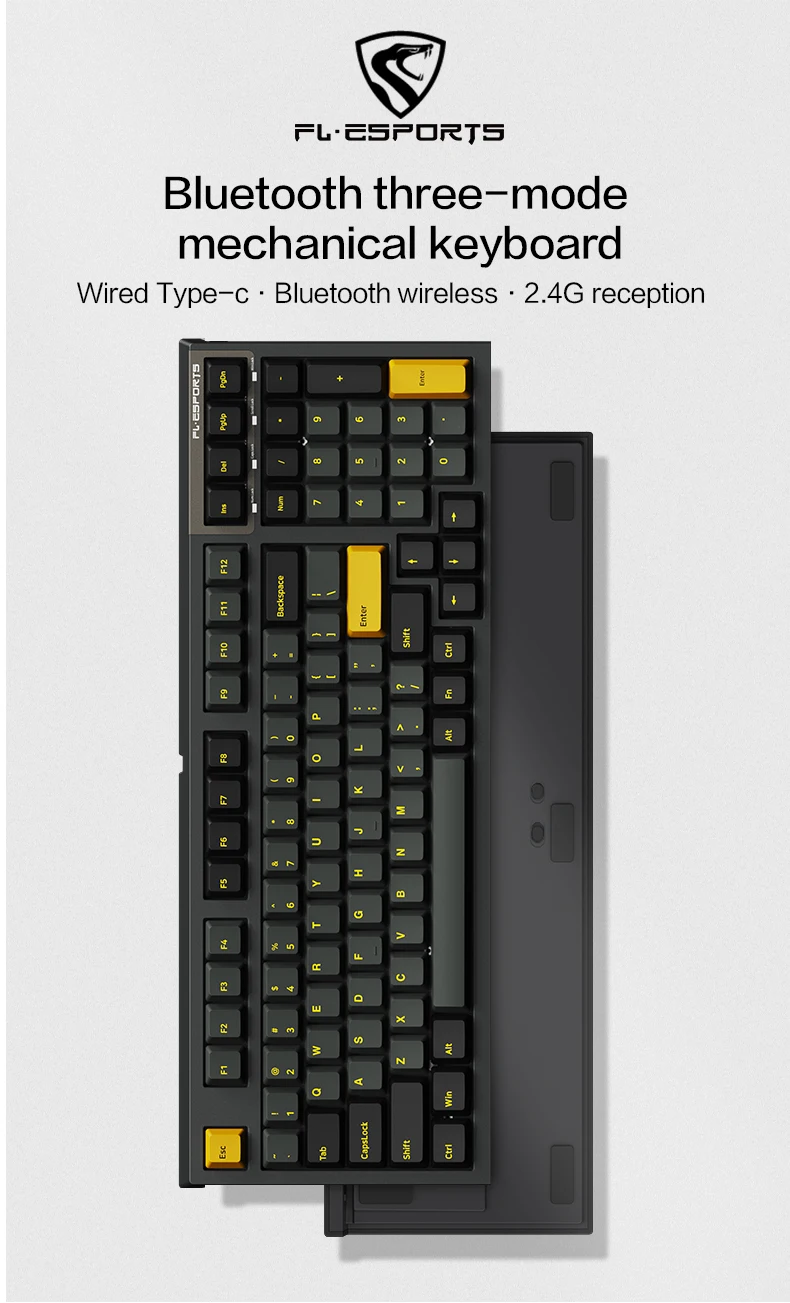 keyboard with touchpad for pc FL·ESPORTS FL980 Mechanical Keyboard 98-Key Wireless 2.4G Bluetooth Three-Mode Fullkey Switchable Axis Game Office Equipment mini computer keyboard