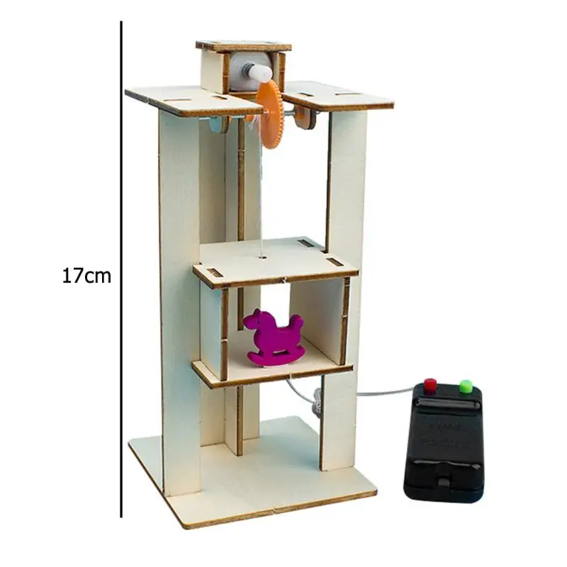  DIY Wood Assemble Electric Lift Elevator Exercise Judgment and Discrimination Kid Science Experimen