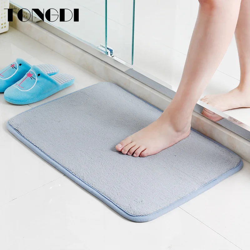 

TONGDI Bathroom Carpet Mat Soft Shower Coral Velvet Suede Anti-skip Absorbent Sop Rug Decor For Home Bathroom LivingRoom Kitchen
