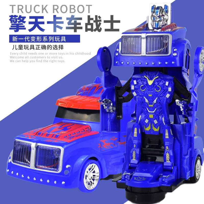 

Electric Transformation Giant Jingang Robot Children Universal Educational Toy Car with Light And Music Stall Night Market Hot S