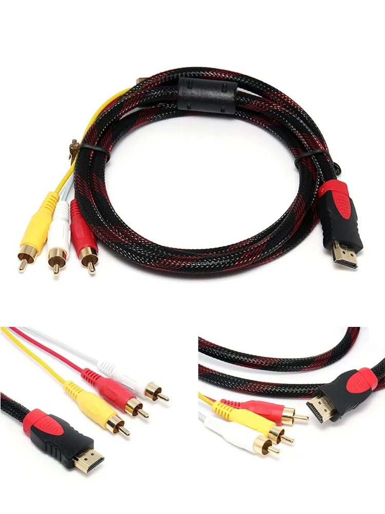 Кабель-адаптер для ТВ HD TV DVD 1080P 5 футов HDMI папа-3 RCA видео аудио AV передача сигналов