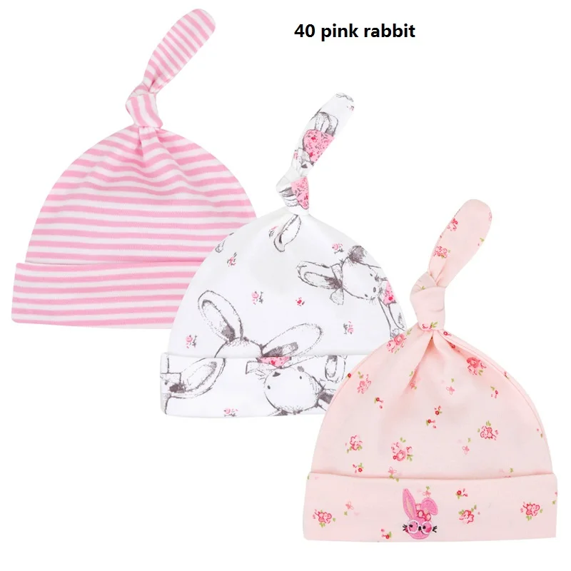 3pcs Per Lot Baby Hats 100% Cotton Printed Baby Hats & Caps For 0-6 Months Newborn Baby Accessories Dropshipping KF268