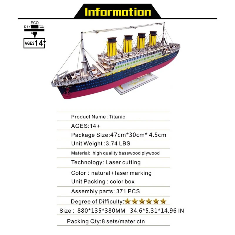 3D деревянные ручные головоломки 371 шт. Титаник RMS лодка корабль Город Модель детские развивающие игрушки DIY бумажные пазлы головоломки Детский подарок